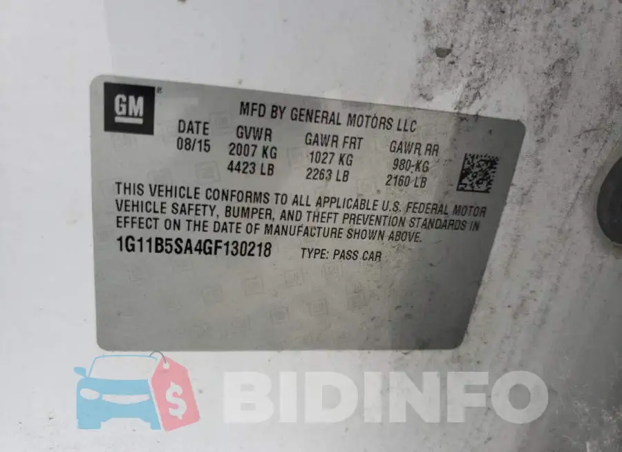1G11B5SA4GF130218 Photo# 10