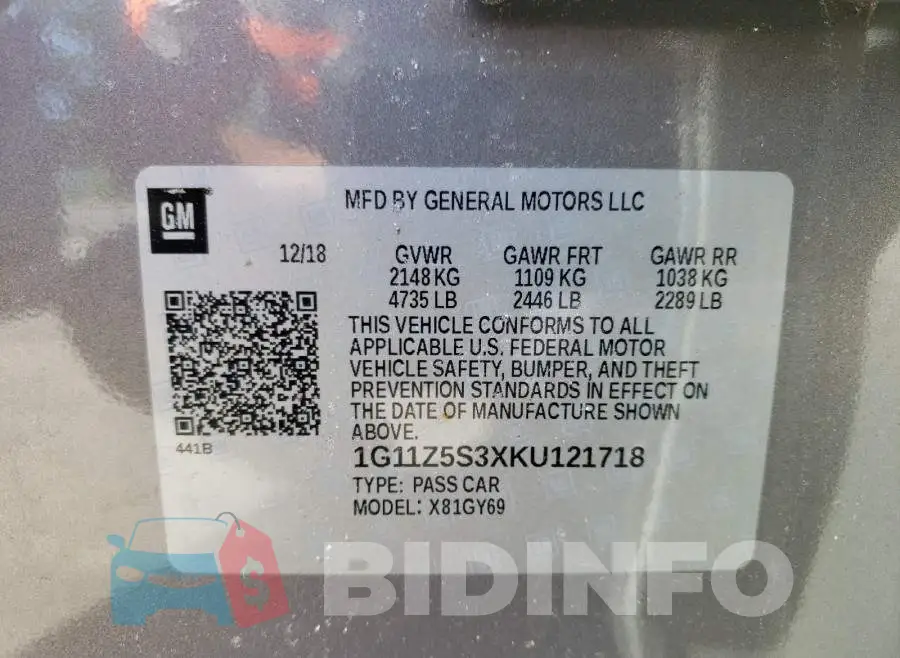 1G11Z5S3XKU121718 Photo# 10