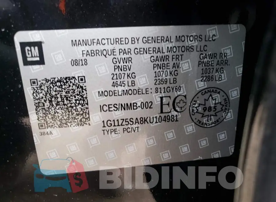 1G11Z5SA8KU104981 Photo# 10