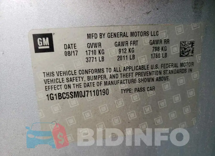 1G1BC5SM0J7110190 Photo# 10