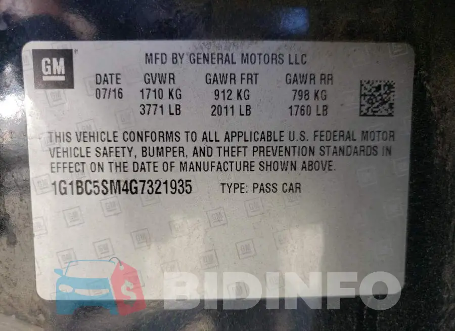 1G1BC5SM4G7321935 Photo# 10