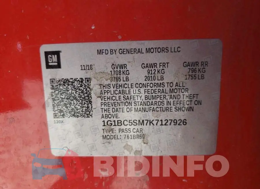1G1BC5SM7K7127926 Photo# 10