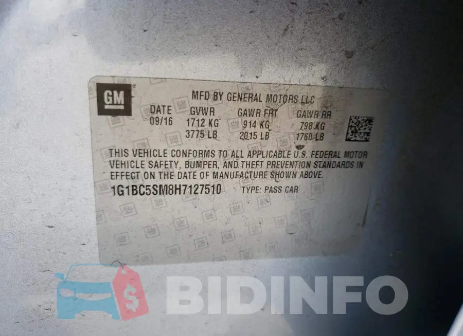 1G1BC5SM8H7127510 Photo# 10