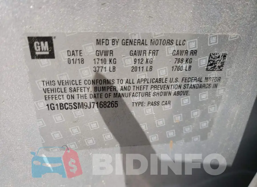 1G1BC5SM9J7168265 Photo# 10