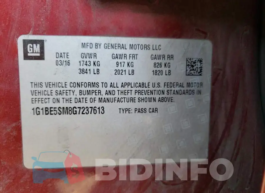 1G1BE5SM8G7237613 Photo# 10