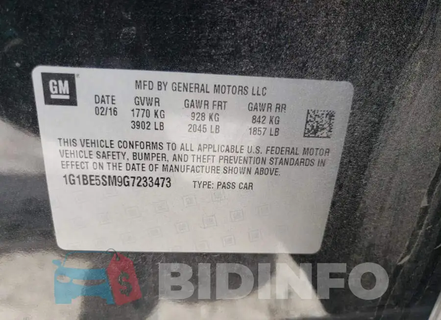 1G1BE5SM9G7233473 Photo# 10