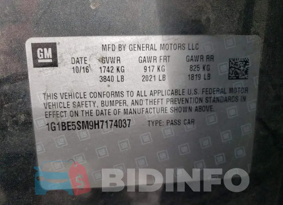 1G1BE5SM9H7174037 Photo# 10
