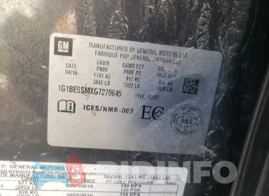 1G1BE5SMXG7270645 Photo# 10