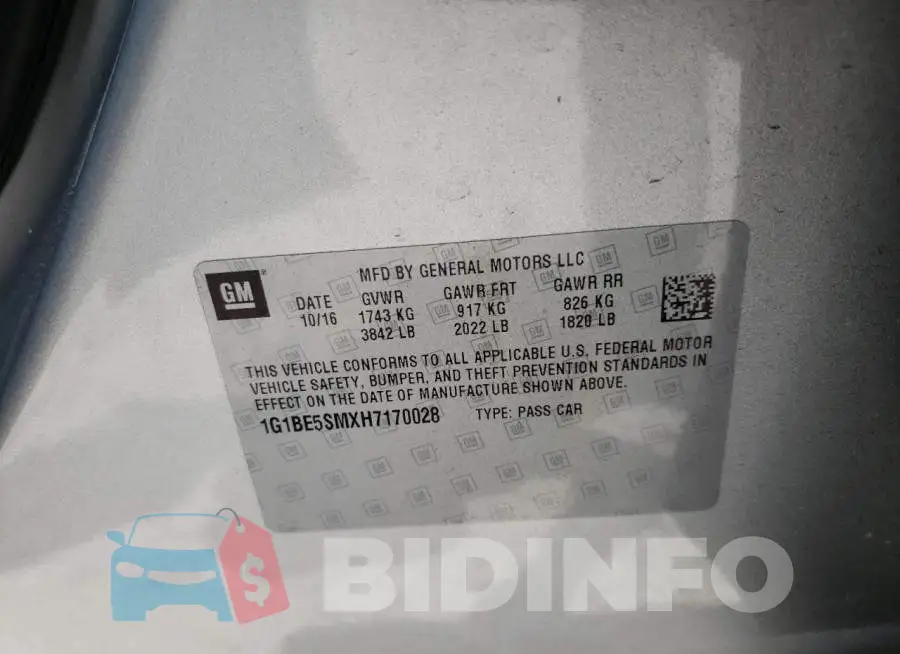 1G1BE5SMXH7170028 Photo# 10