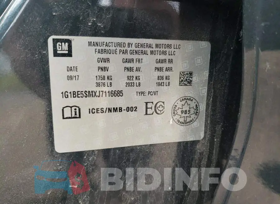 1G1BE5SMXJ7116685 Photo# 10