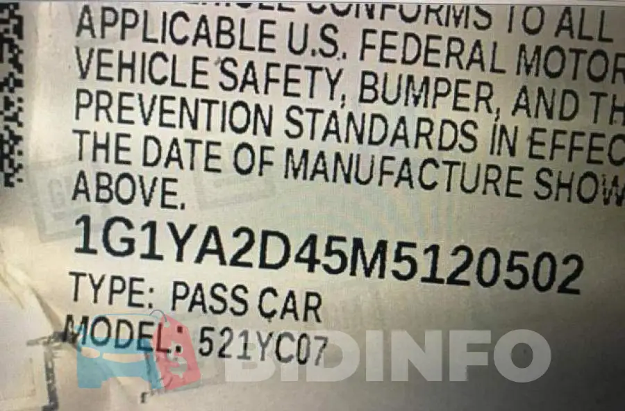 1G1YA2D45M5120502 Photo# 10