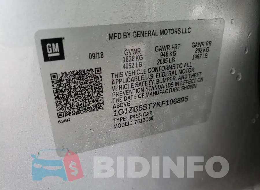 1G1ZB5ST7KF106895 Photo# 10