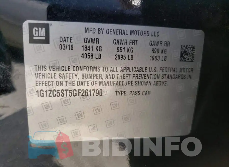 1G1ZC5ST5GF261790 Photo# 10