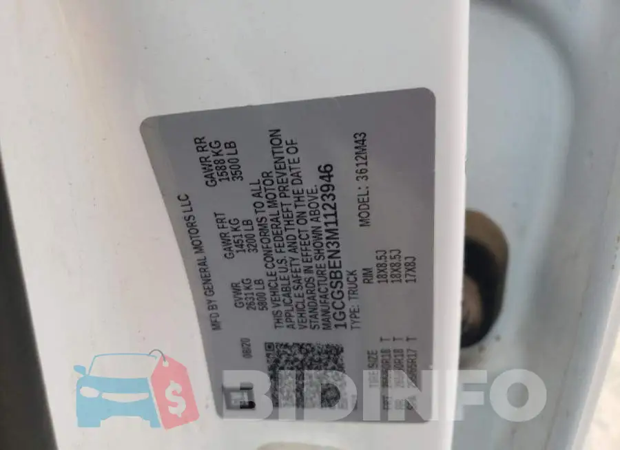 1GCGSBEN3M1123946 Photo# 10