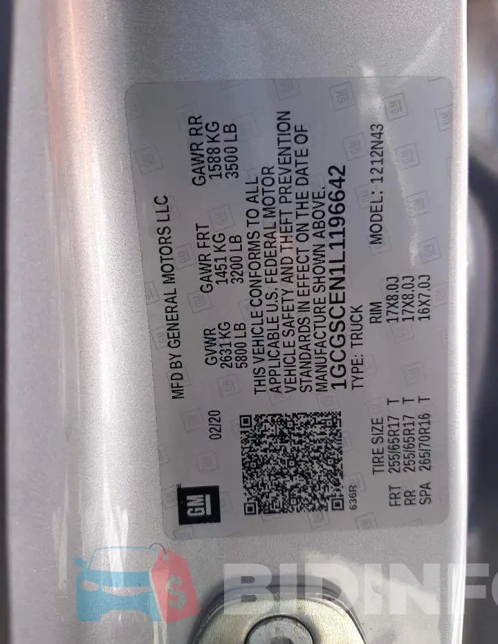 1GCGSCEN1L1196642 Photo# 10