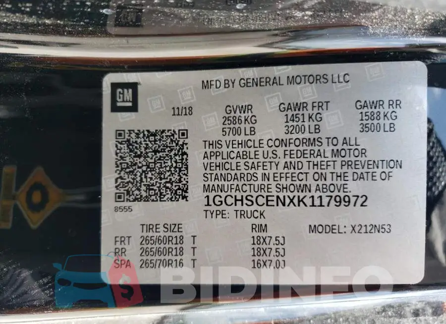 1GCHSCENXK1179972 Photo# 10