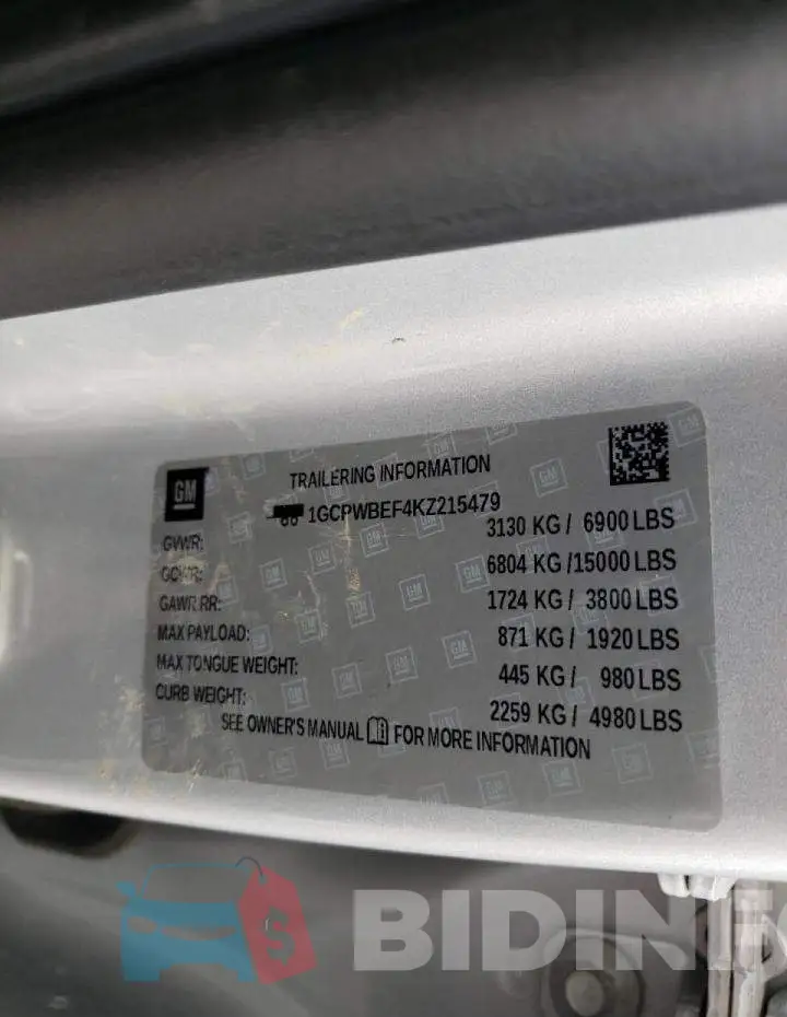 1GCPWBEF4KZ215479 Photo# 10