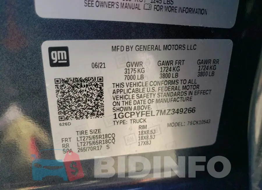 1GCPYFEL7MZ349266 Photo# 10