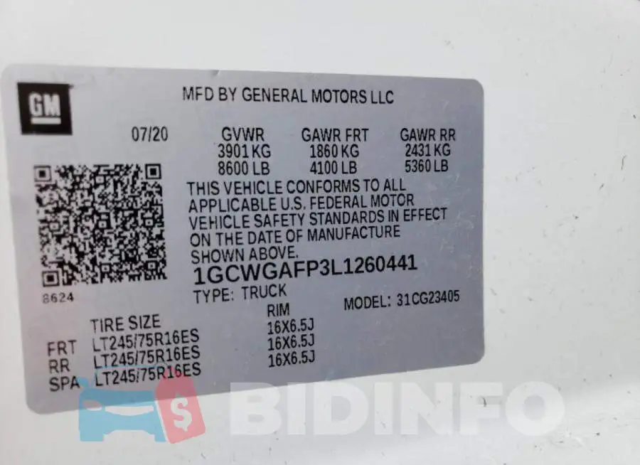 1GCWGAFP3L1260441 Photo# 10