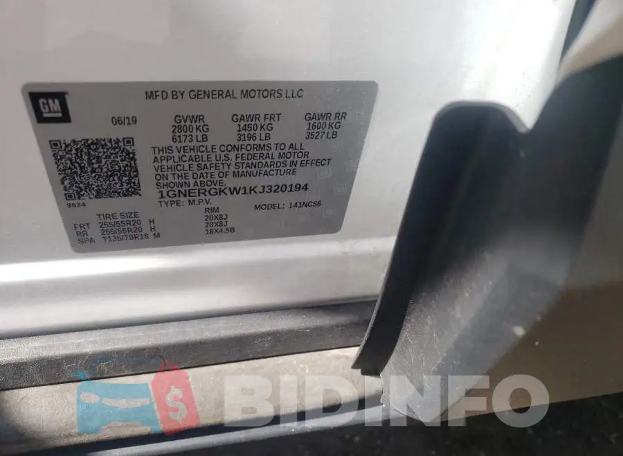 1GNERGKW1KJ320194 Photo# 10