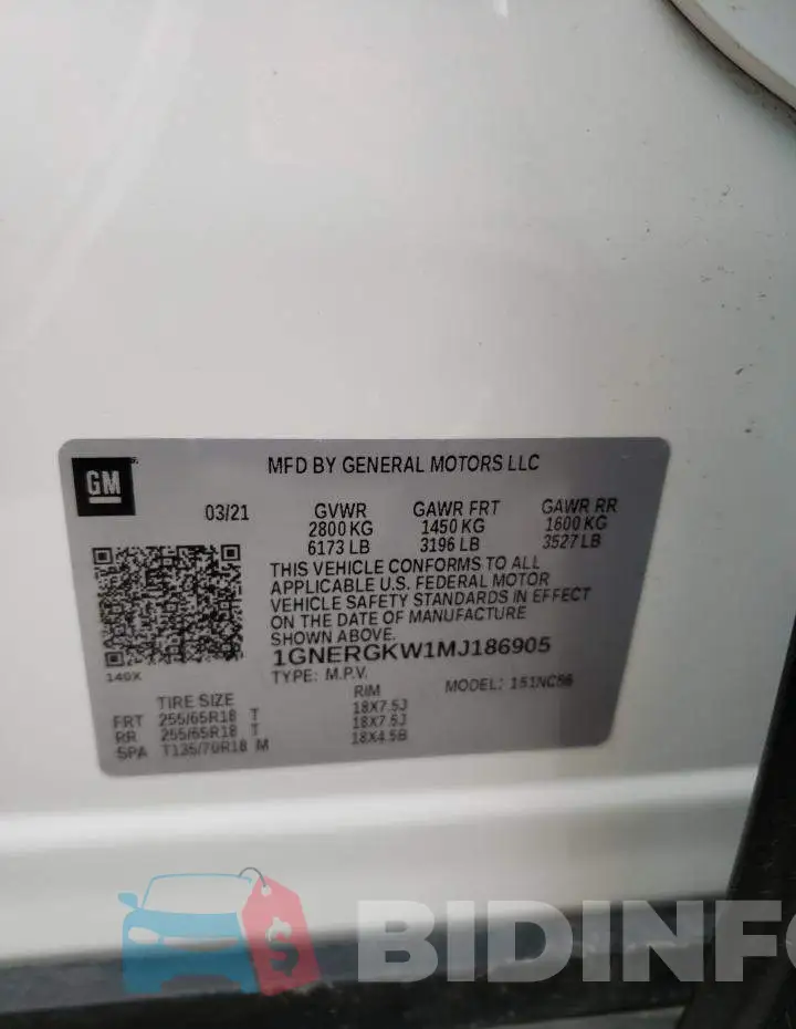 1GNERGKW1MJ186905 Photo# 10