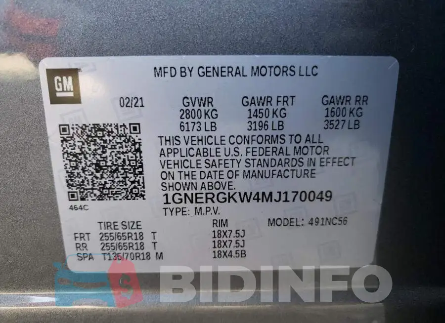 1GNERGKW4MJ170049 Photo# 10
