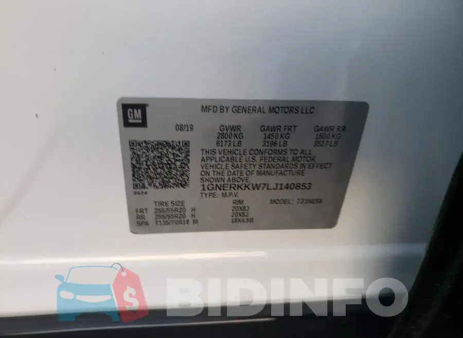 1GNERKKW7LJ140853 Photo# 10