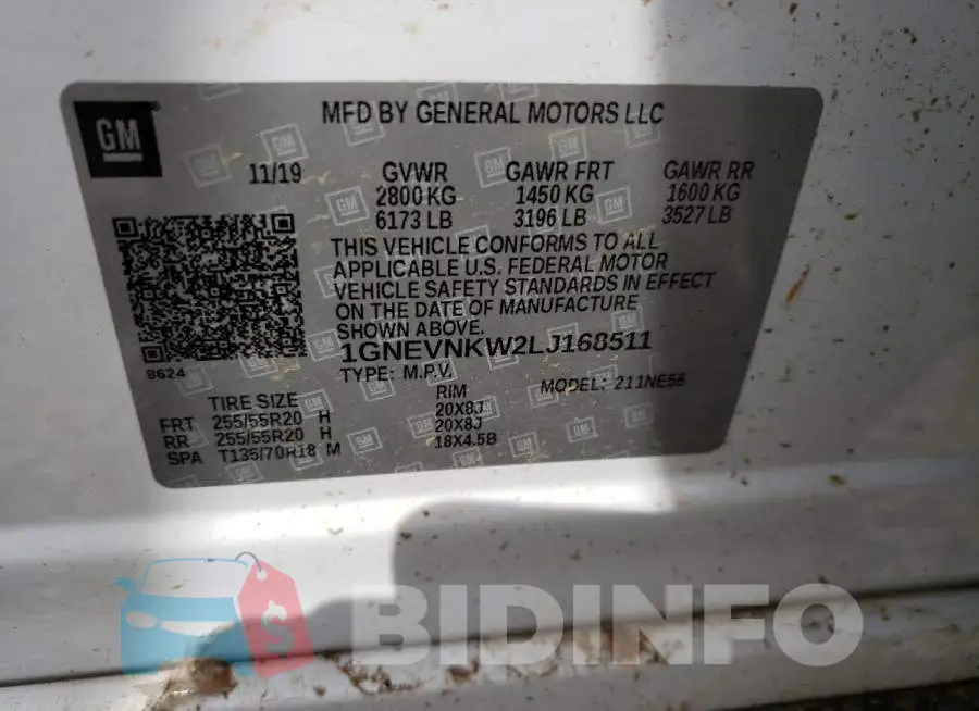 1GNEVNKW2LJ168511 Photo# 10