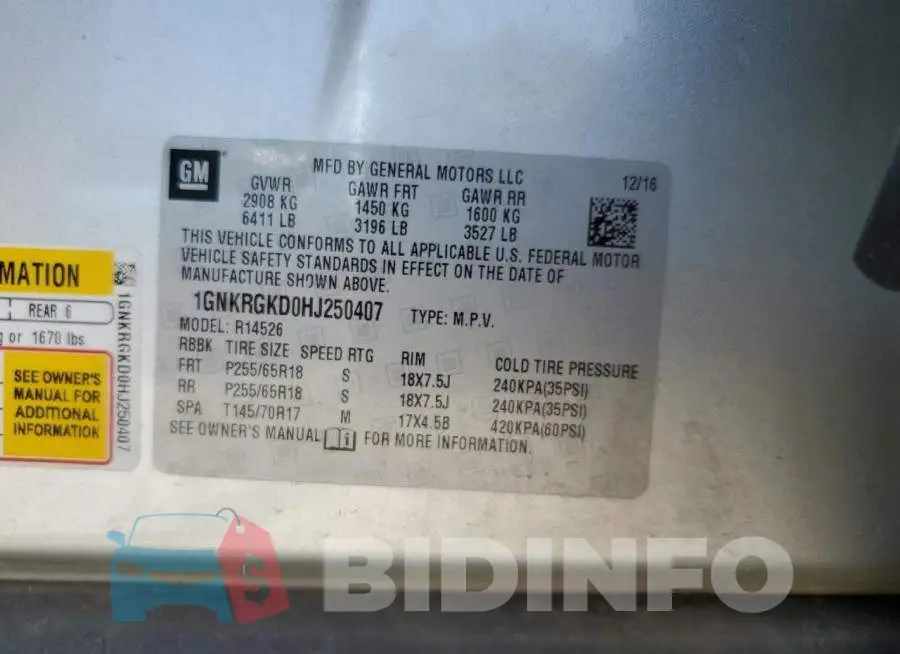 1GNKRGKD0HJ250407 Photo# 10