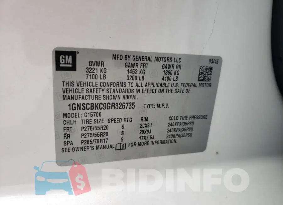 1GNSCBKC9GR326735 Photo# 10
