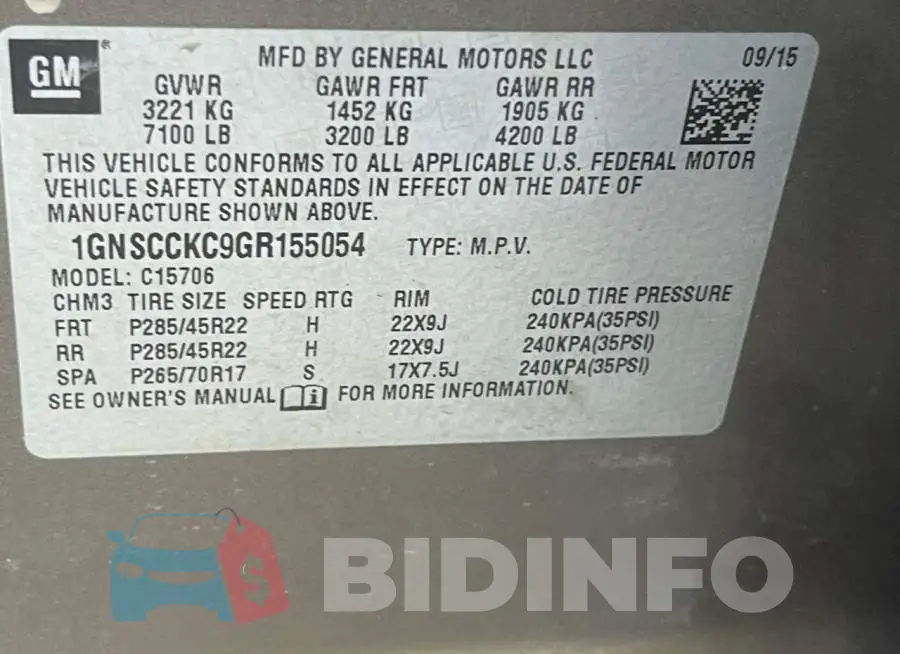 1GNSCCKC9GR155054 Photo# 10