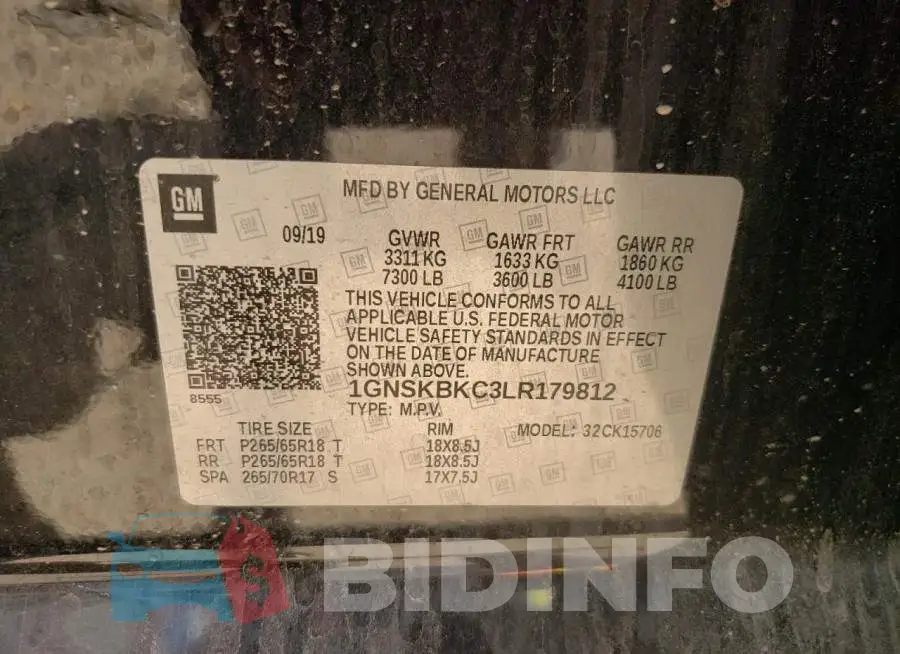 1GNSKBKC3LR179812 Photo# 10