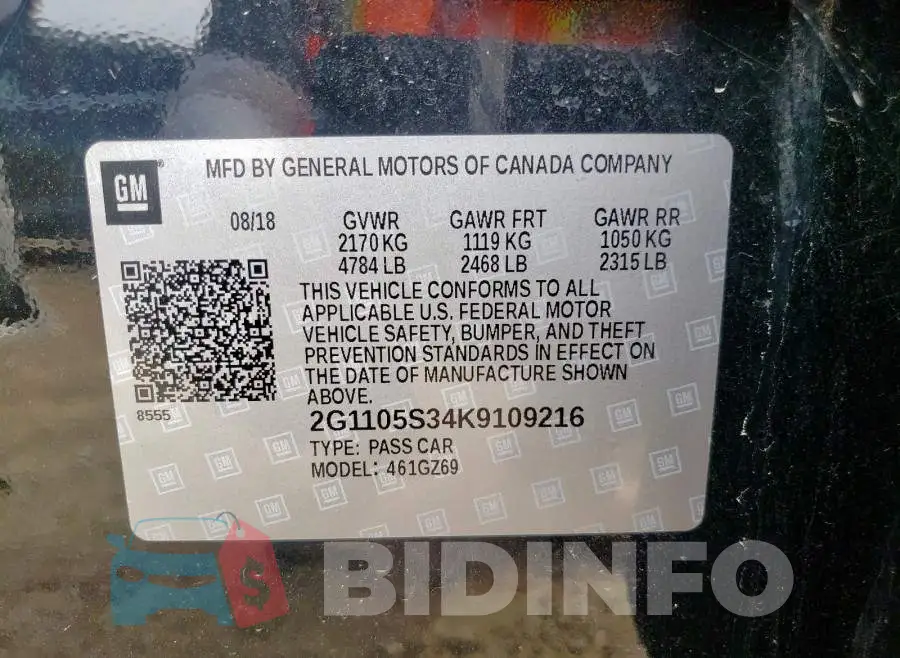 2G1105S34K9109216 Photo# 9