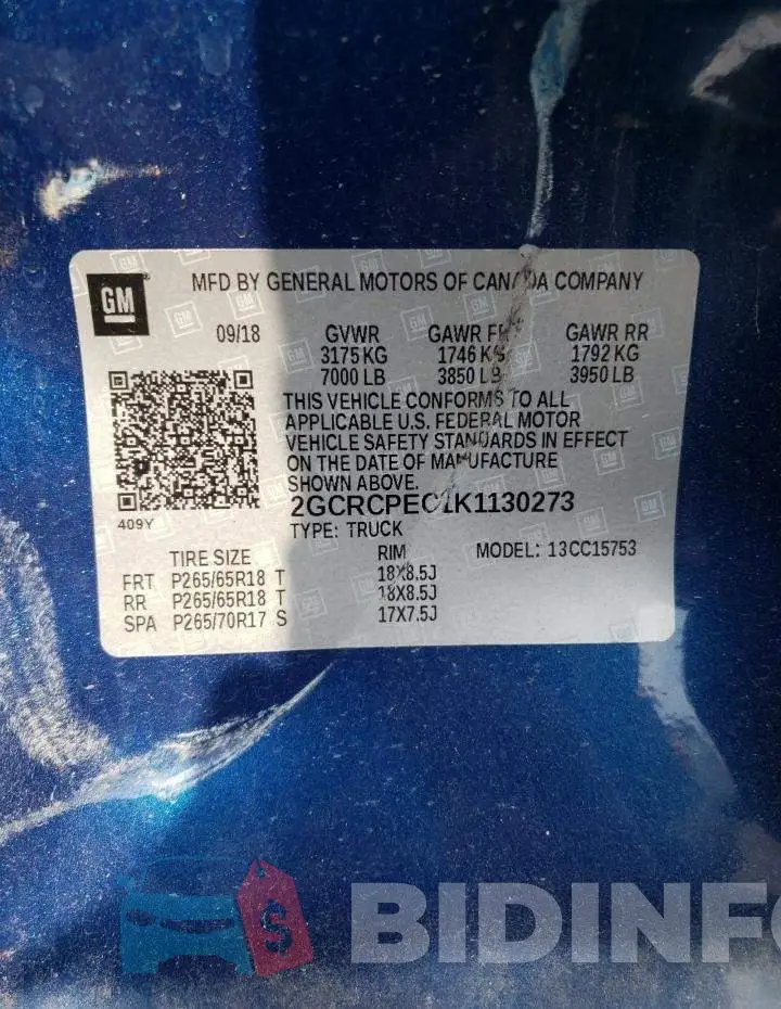 2GCRCPEC1K1130273 Photo# 10