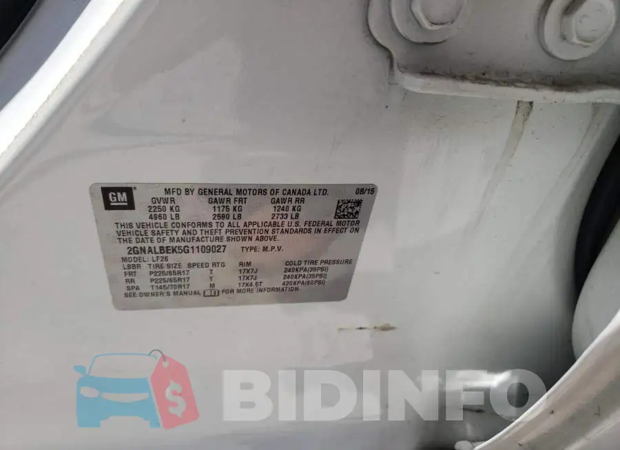 2GNALBEK5G1109027 Photo# 10