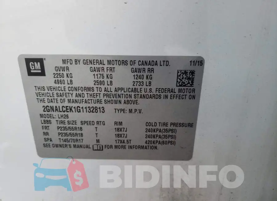 2GNALCEK1G1132813 Photo# 10