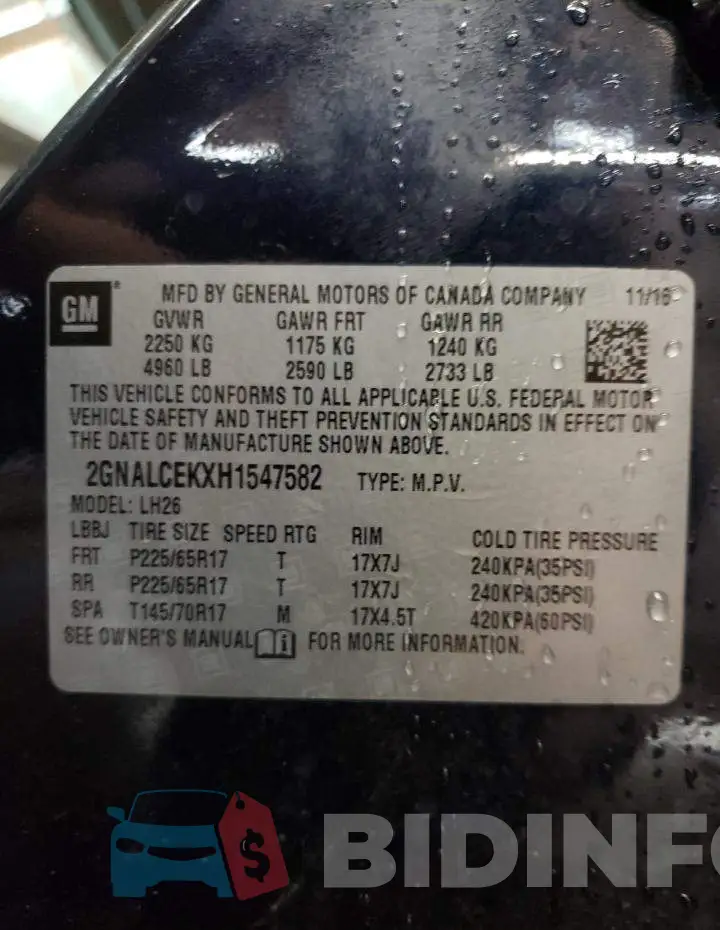2GNALCEKXH1547582 Photo# 10