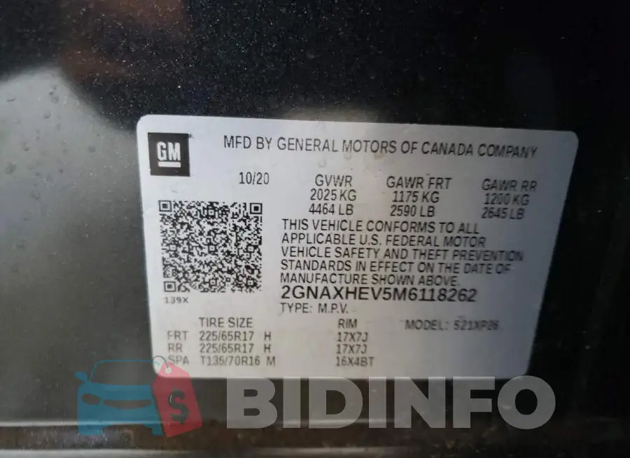 2GNAXHEV5M6118262 Photo# 10