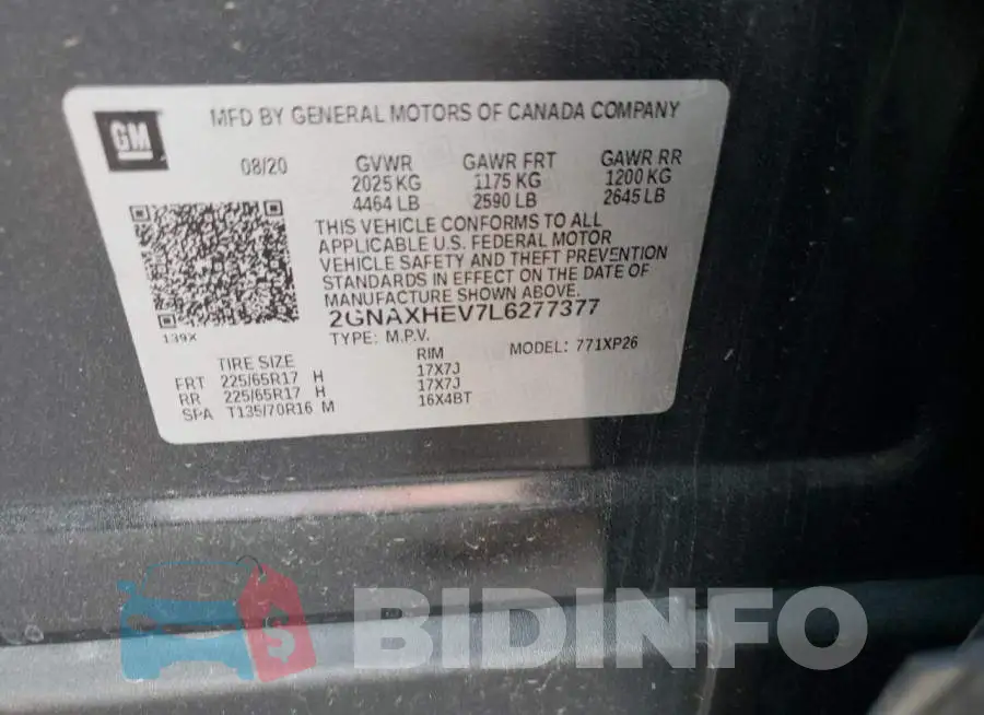 2GNAXHEV7L6277377 Photo# 10
