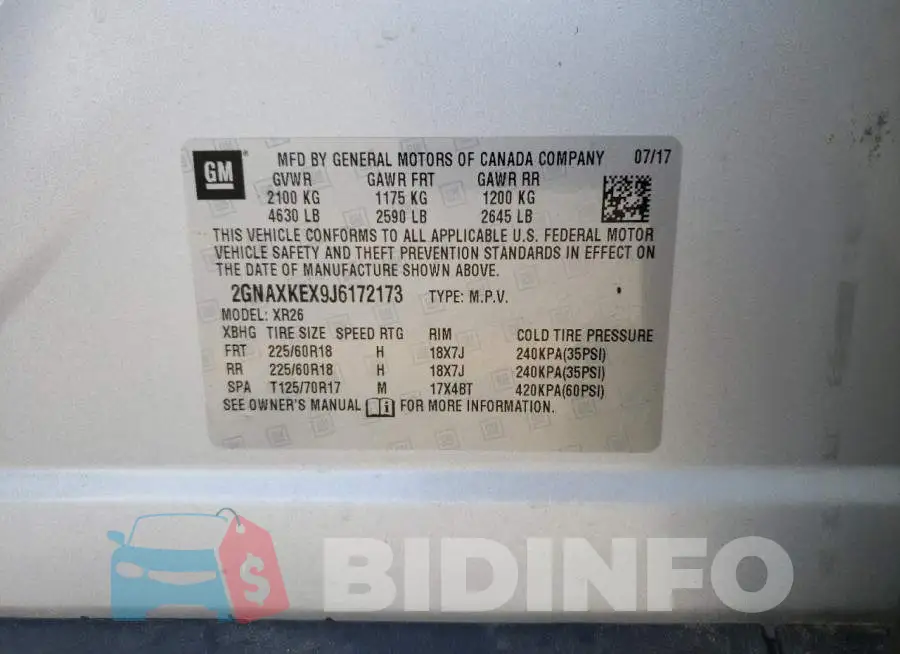 2GNAXKEX9J6172173 Photo# 10