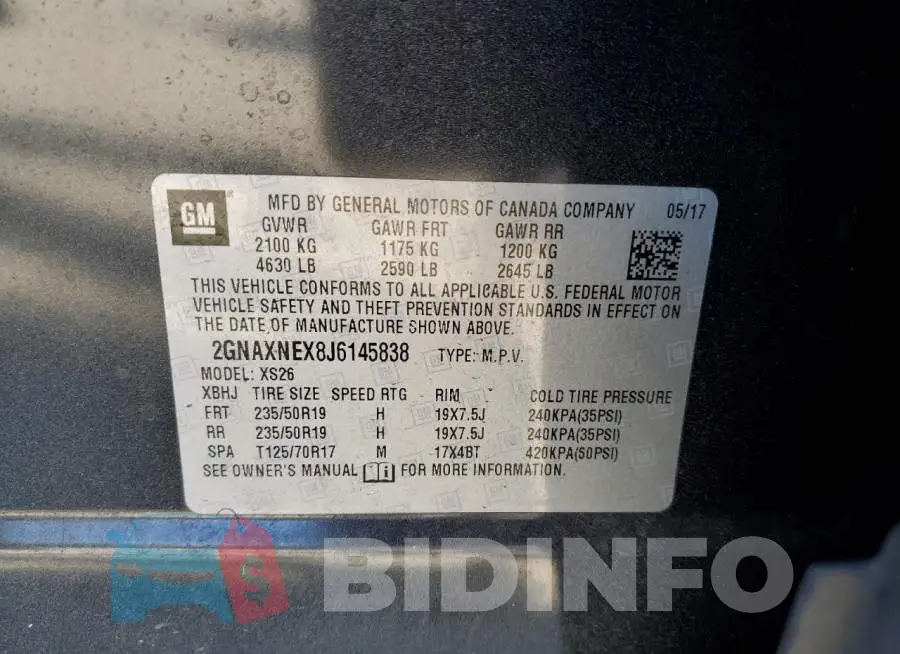 2GNAXNEX8J6145838 Photo# 10