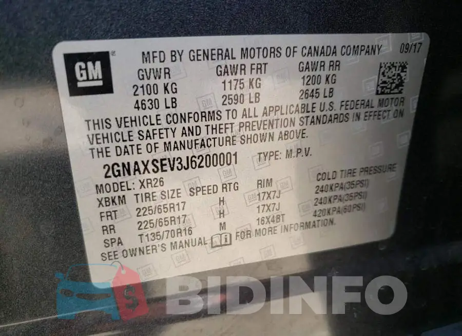 2GNAXSEV3J6200001 Photo# 10
