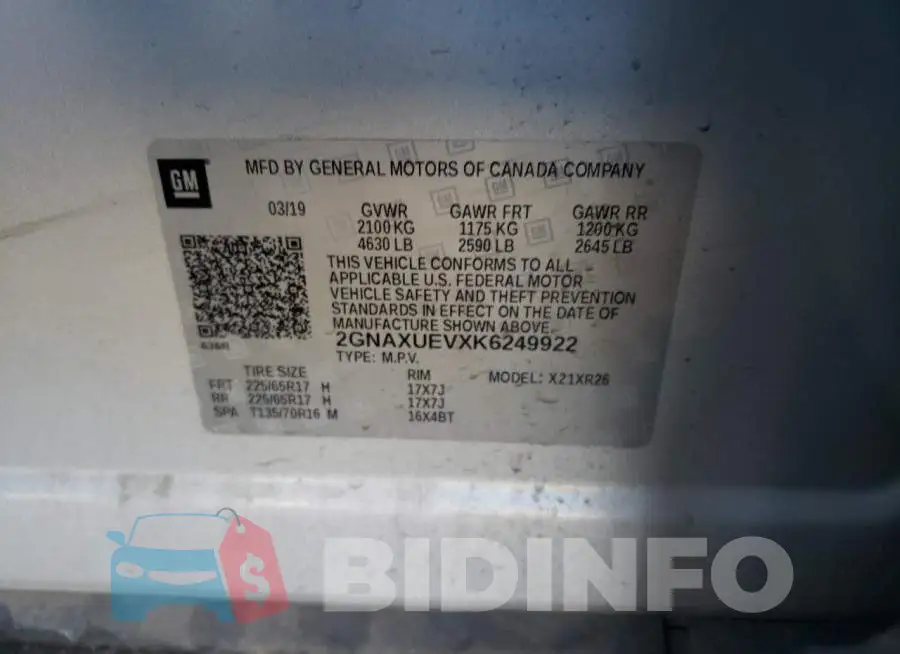 2GNAXUEVXK6249922 Photo# 10