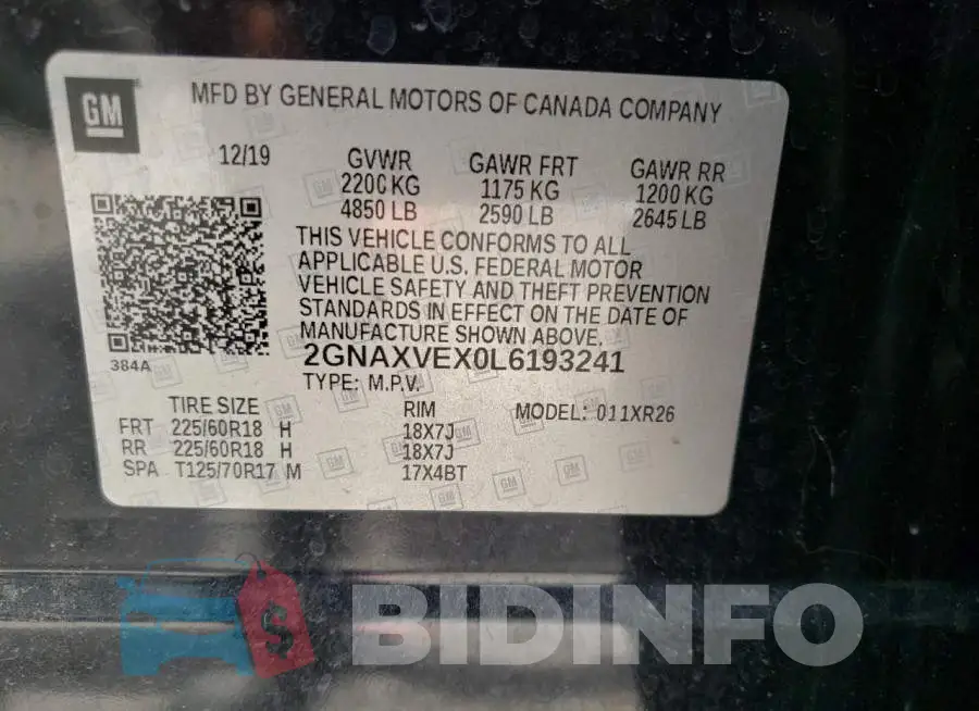 2GNAXVEX0L6193241 Photo# 10