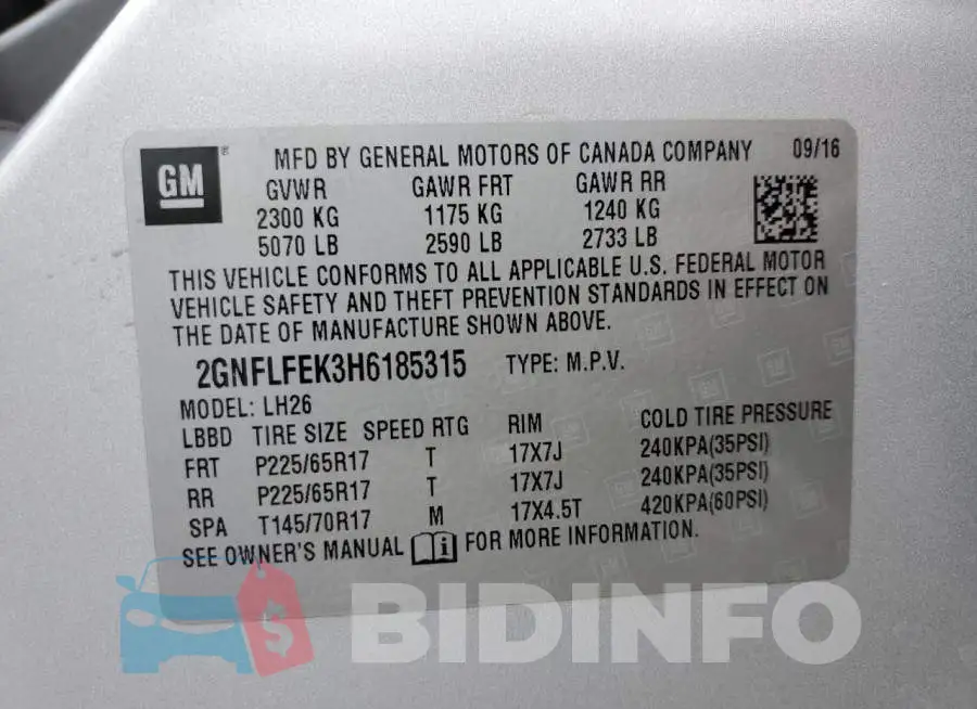 2GNFLFEK3H6185315 Photo# 10