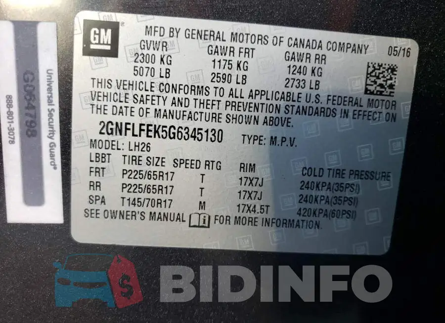 2GNFLFEK5G6345130 Photo# 10