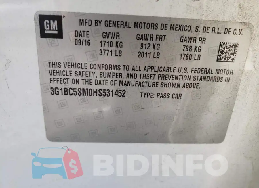 3G1BC5SM0HS531452 Photo# 10