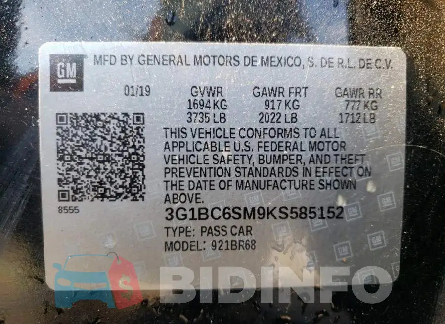 3G1BC6SM9KS585152 Photo# 10