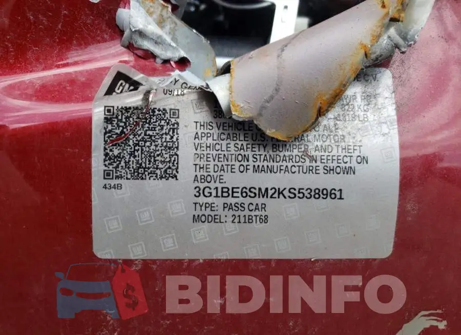 3G1BE6SM2KS538961 Photo# 10