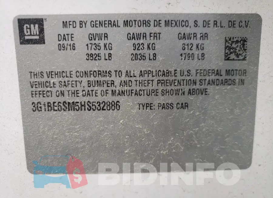 3G1BE6SM5HS532886 Photo# 10